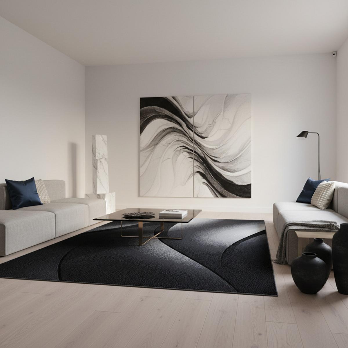 TEPPICH Kurzflor INN in Schwarz, mit Farbverlauf, 140 x 200 cm - Schwarz, Textil (200/140cm) - KADIMA DESIGN
