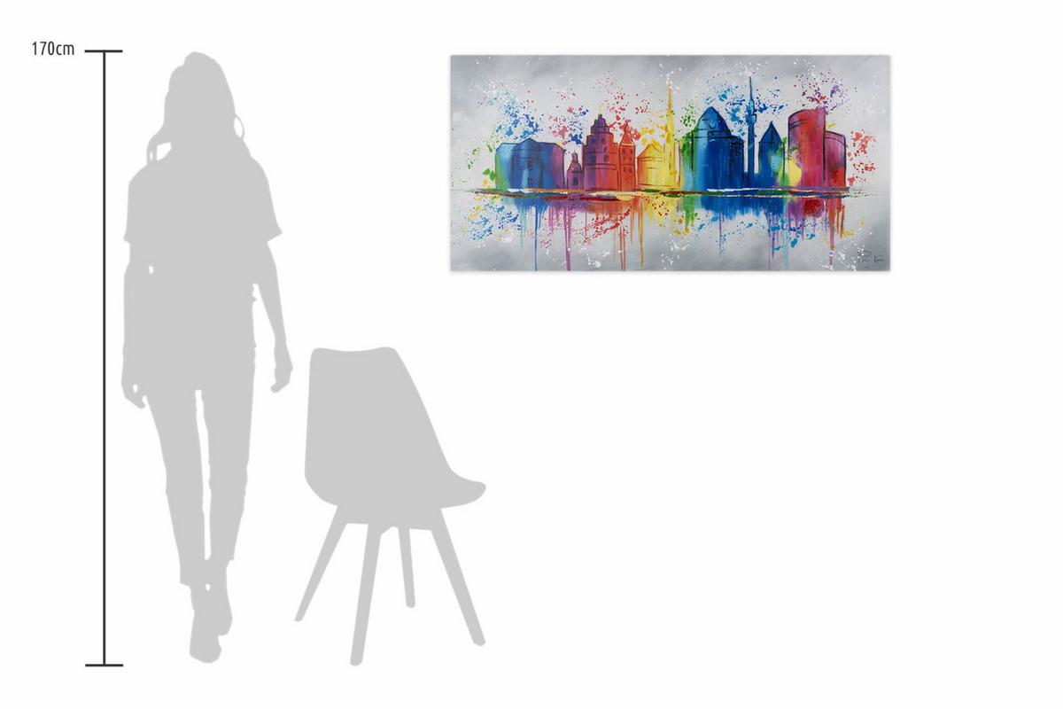 ACRYLBILD HANDGEMALT 120/60 cm - Multicolor/Grau, Holz/Textil (120/60cm) - KUNSTLOFT