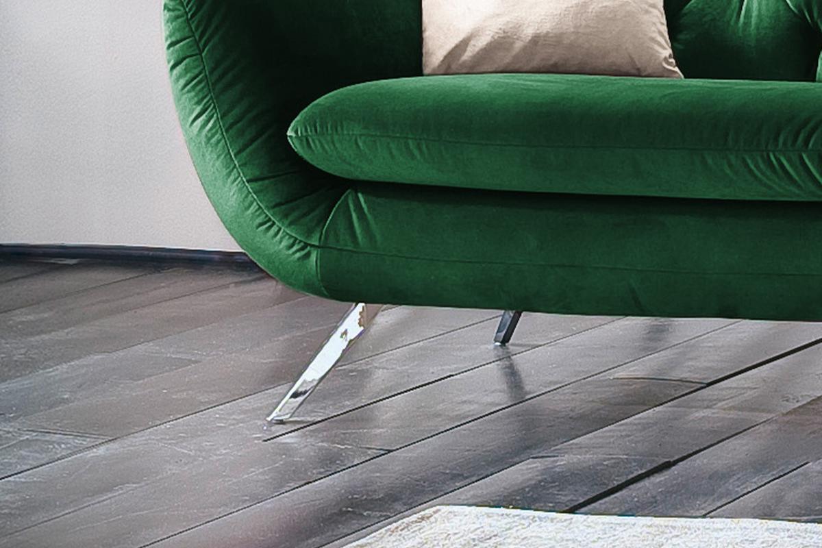 SOFA CHARME Smaragdgrün Velvet - Smaragdgrün/Silberfarben, Textil/Metall (175/94/95cm) - KAWOLA