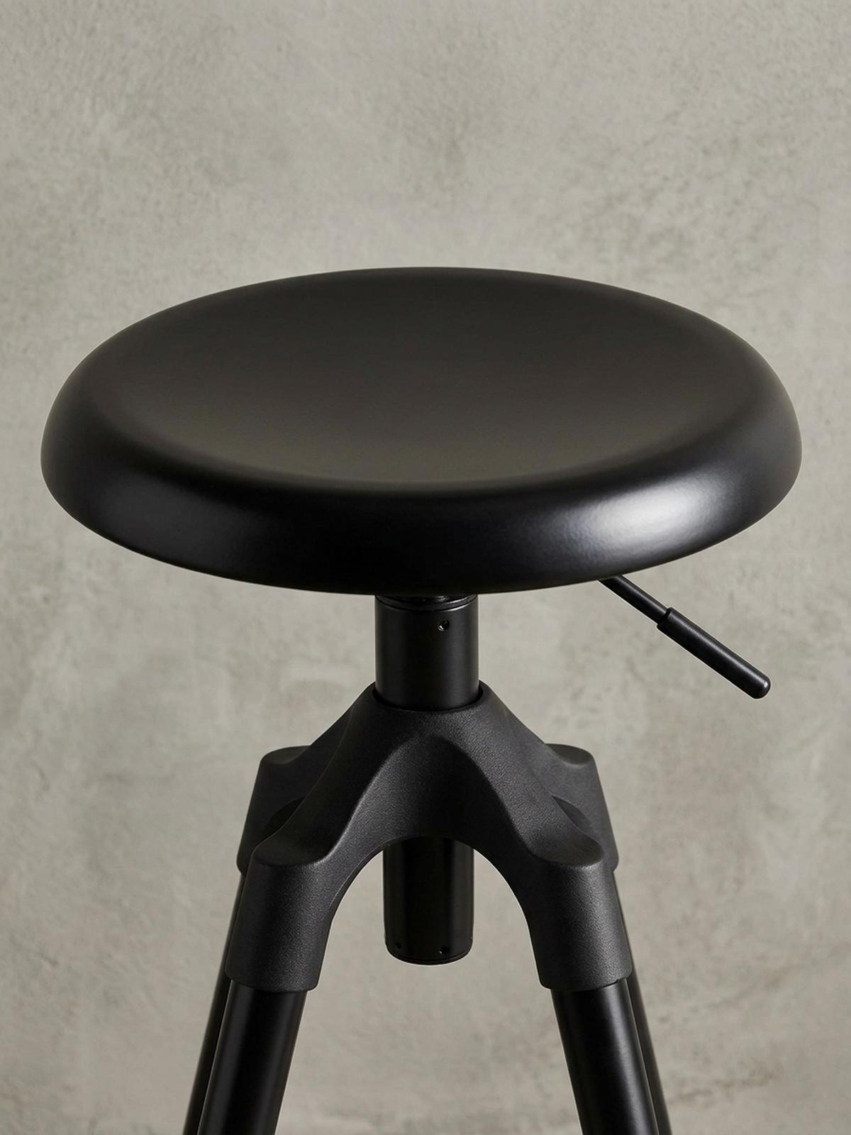 BARHOCKER Industrial Höhenverstellbar Drehbar Goldfarben TIBER, Schwarz 53x53x80 cm - Schwarz, Kunststoff/Metall (53/80/53cm) - KADIMA DESIGN