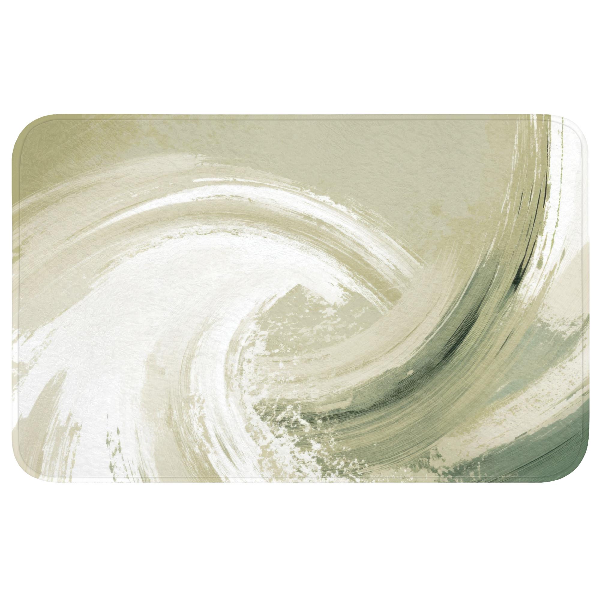 BADEMATTE Abstrakt - Pinselstriche - Wellen - Grün Badvorleger 80x50 cm - Mintgrün, Textil (80/50cm) - OnlyWow
