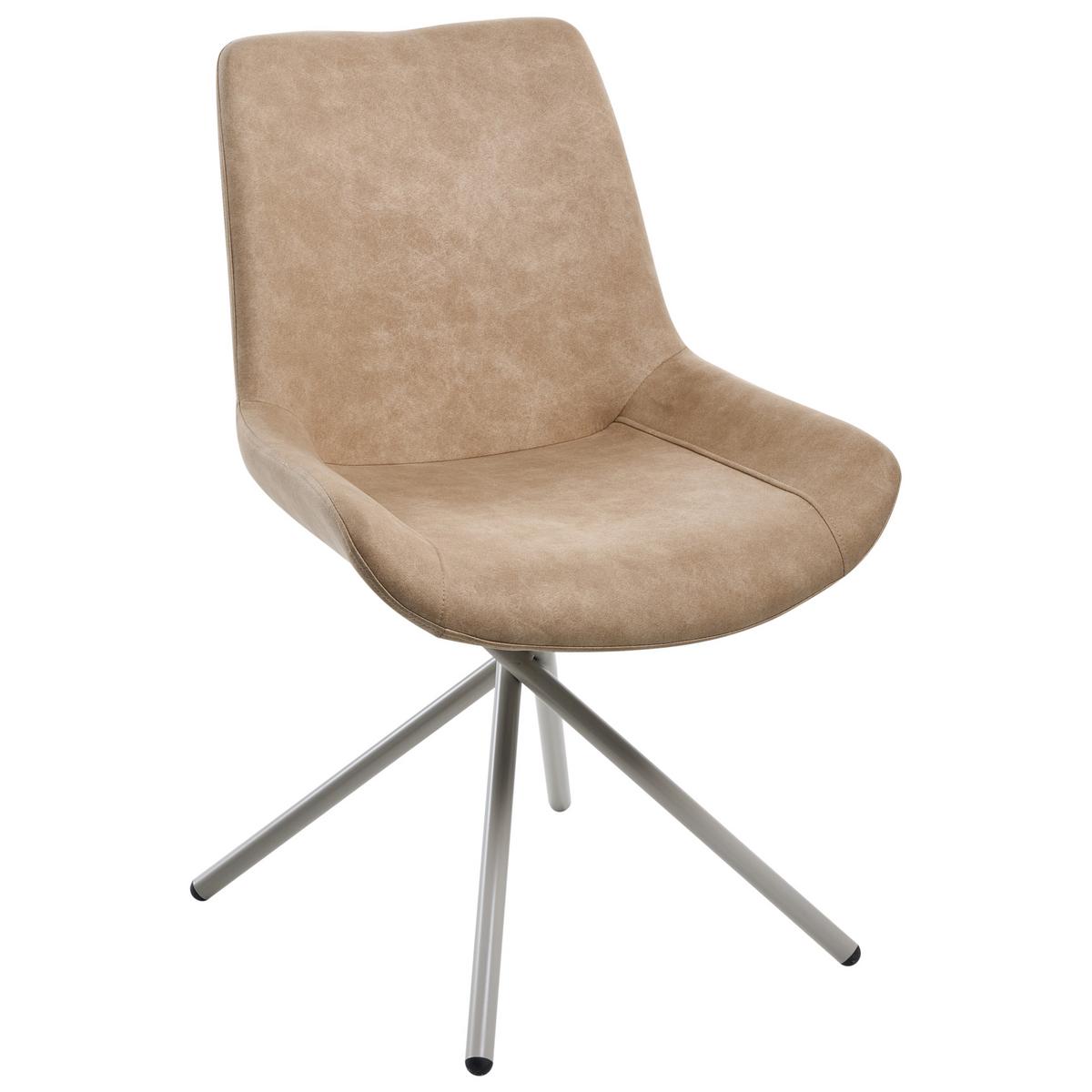 ESSZIMMERSTUHL 2er-Set Kunstwildleder Beige Hailey - Beige, Textil (56/85/56cm) - Beliani