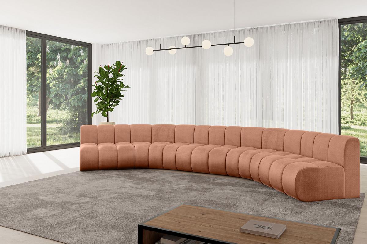 WOHNLANDSCHAFT modulares Sofa Montra-U1 - 490x174x70 cm Apricot - Koralle, Holzwerkstoff/Textil (490/70/174cm) - ALTDECOR