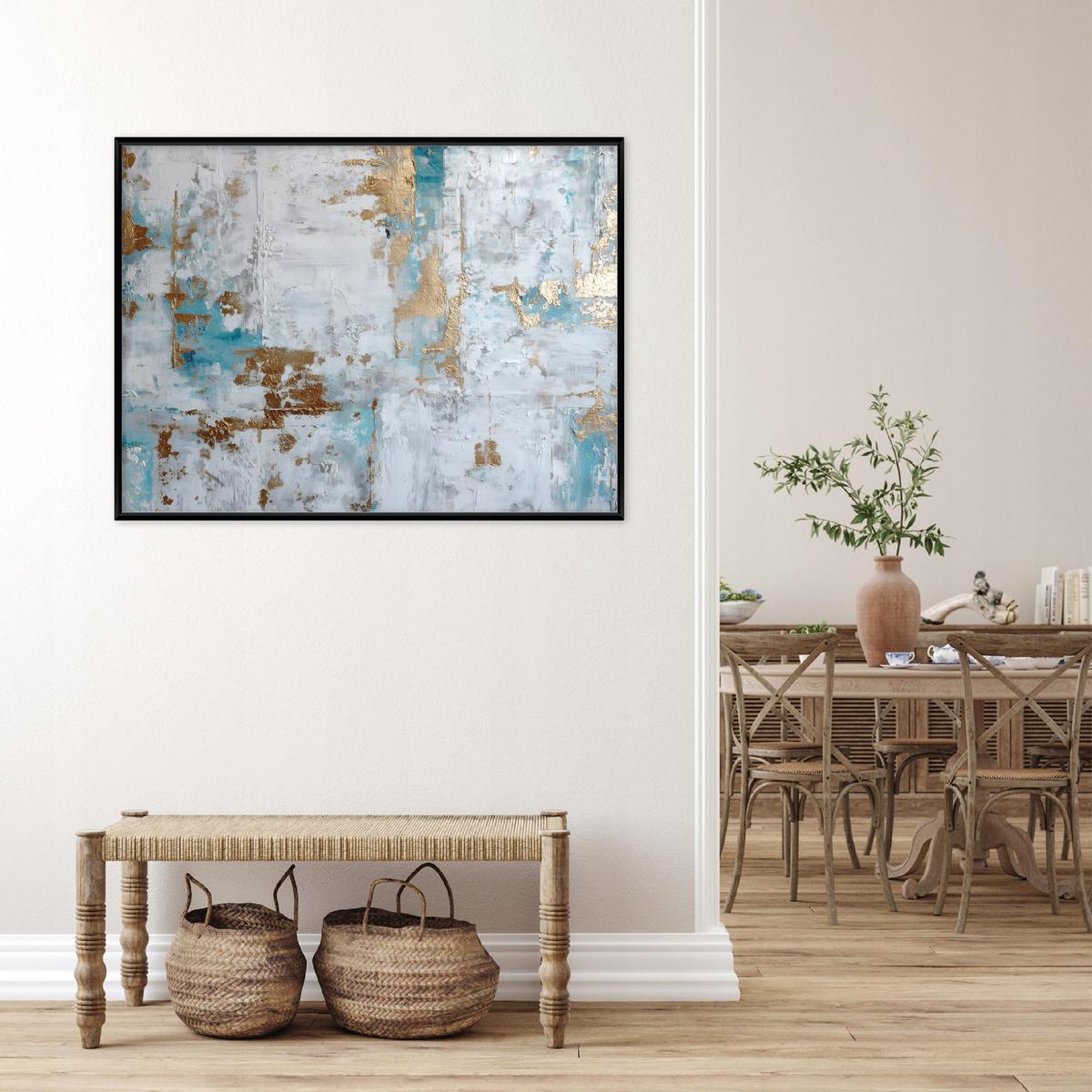 BILDER mit Rahmen Marmor Abstrakt Grau 100x70 cm - Multicolor, Holzwerkstoff (100/70cm) - Wallarena