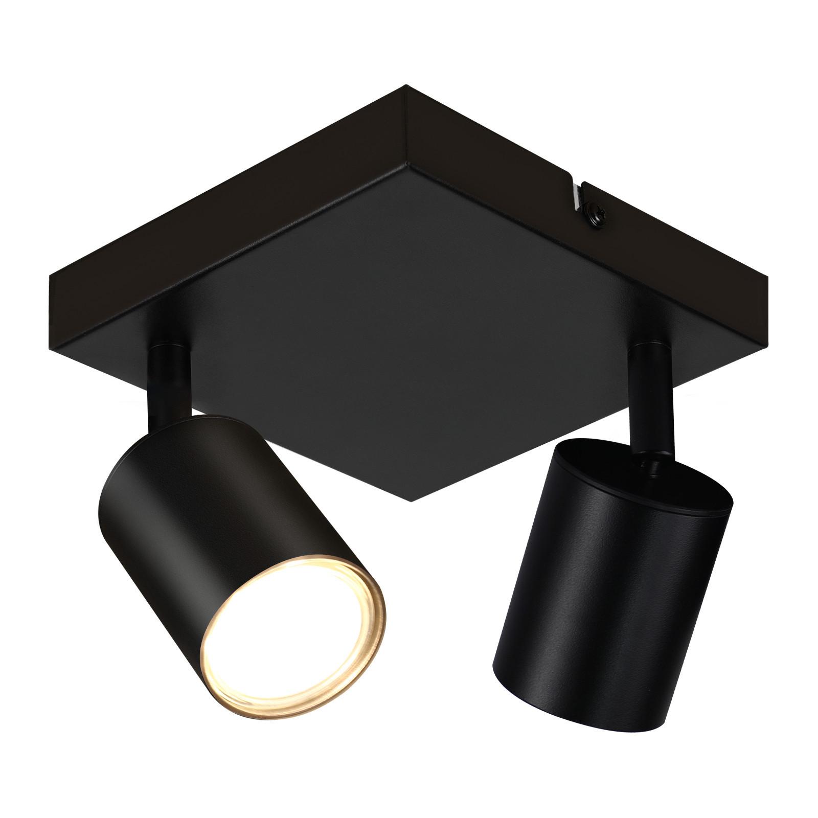 DECKENSTRAHLER Beeskow 2-flammig 15/15/14.4 cm - Schwarz, Metall (15/15/14.4cm) - Nettlife