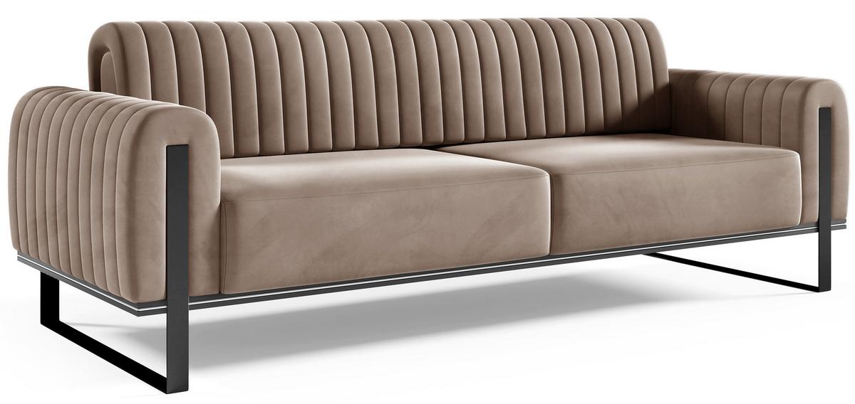 SOFA Parissa 228 cm - Beige/Schwarz, Textil/Metall (228/79/92cm) - Selsey