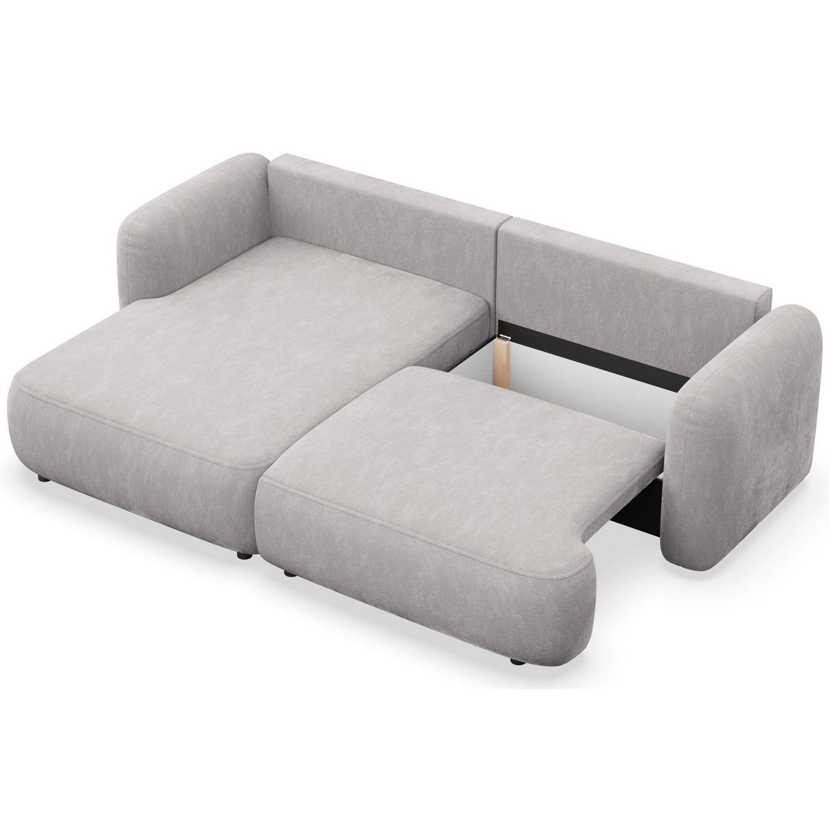 ECKSOFA Tvoya hellgraues Chenille - Hellgrau/Schwarz, Kunststoff/Textil (267/175cm) - Selsey