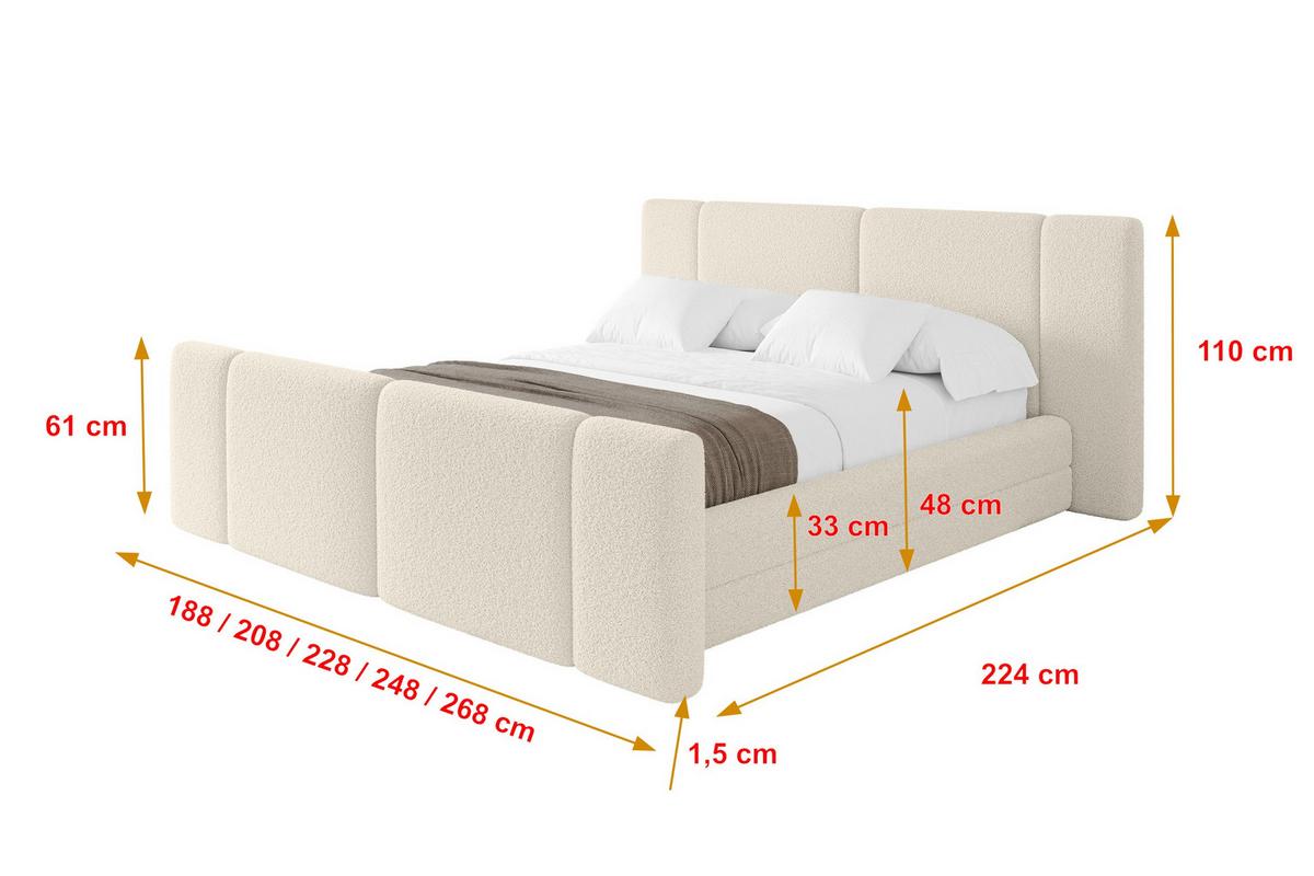 POLSTERBETT mit Bettkasten, Fußteil und Lattenrost, Bett mit Matratze H3/H4 - TEVO-Z 140x200 Beige - Champagner, Holzwerkstoff/Textil (140/200cm) - ALTDECOR