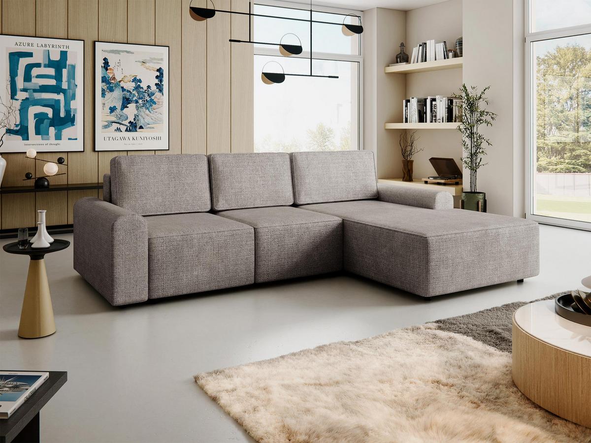 ECKSOFA Bella L, Seite: Rechts - Schwarz/Grau, Holz/Kunststoff (258/168cm) - MIRJAN24
