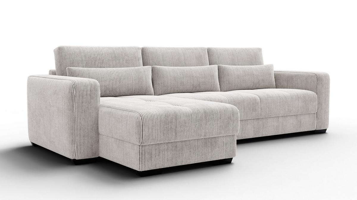 ECKSOFA OLI 4-Sitzer links, perlweiß - Weiß, Holz/Textil (295/172cm) - Wozimo