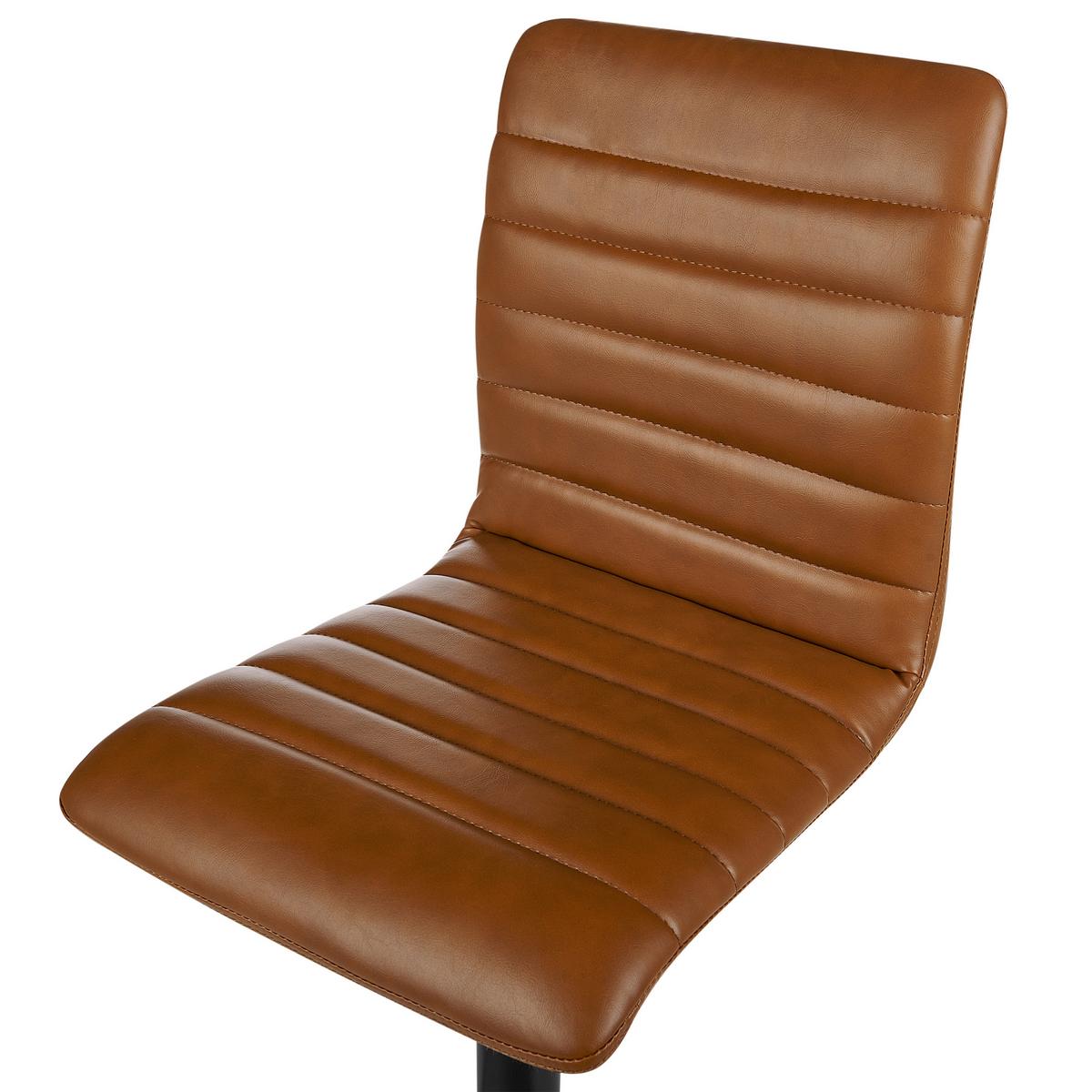 BARHOCKER 2er-Set Kunstleder goldbraun/schwarz höhenverstellbar Lucerne - Schwarz/Braun, Kunststoff (39/118/49cm) - Beliani