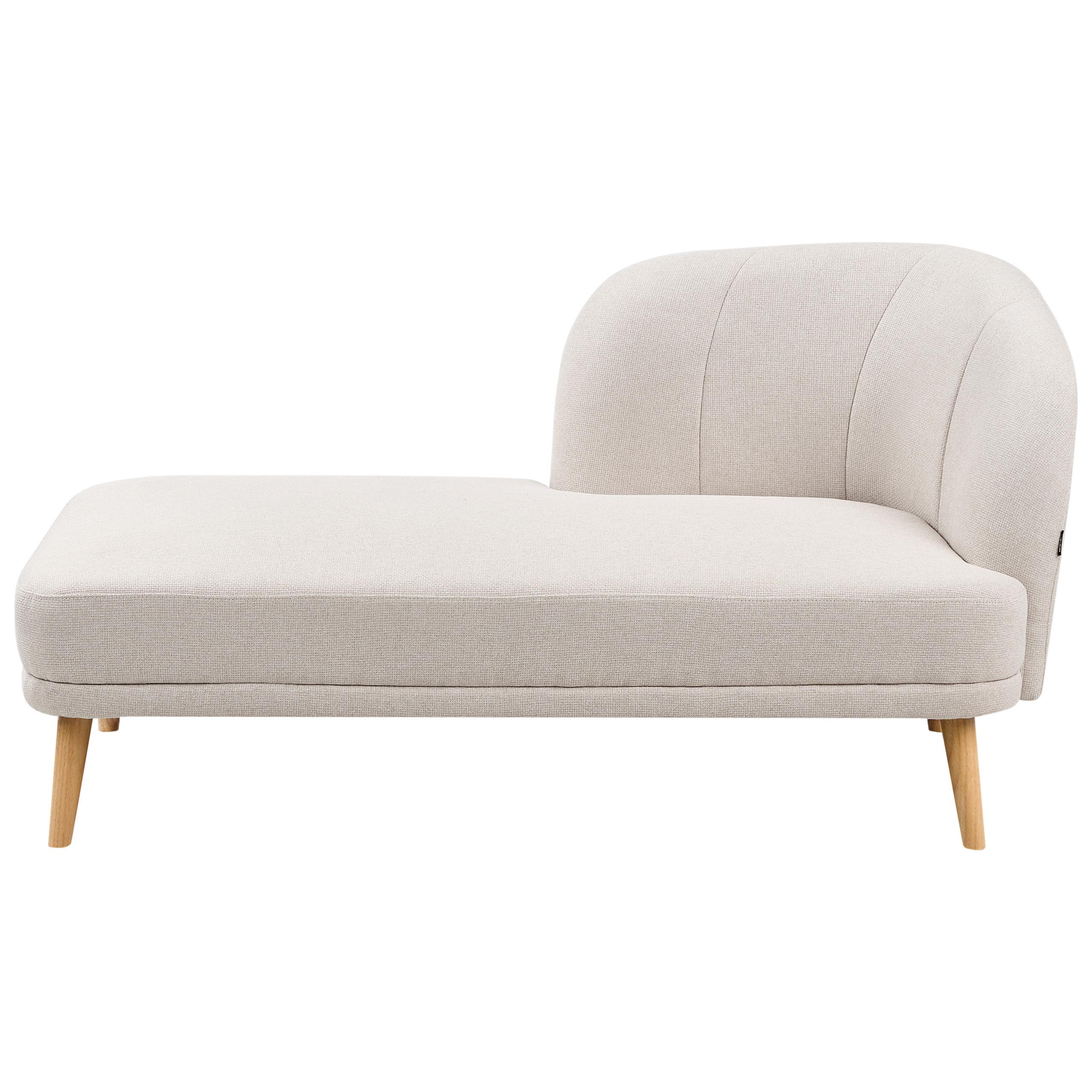 CHAISELONGUE-RECHTSSEITIGE Stoff Hellbeige Tanlay - Beige/Braun, Textil (74/78/153cm) - Beliani