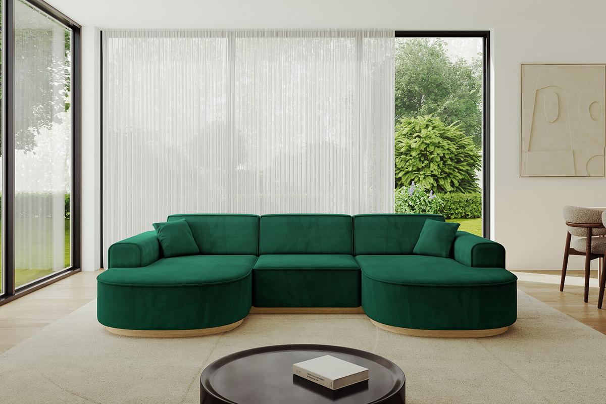 WOHNLANDSCHAFT MARI-U1-v2 - 303x171x83 cm Grün Velours - Grün, Holzwerkstoff/Textil (303/83/171cm) - ALTDECOR
