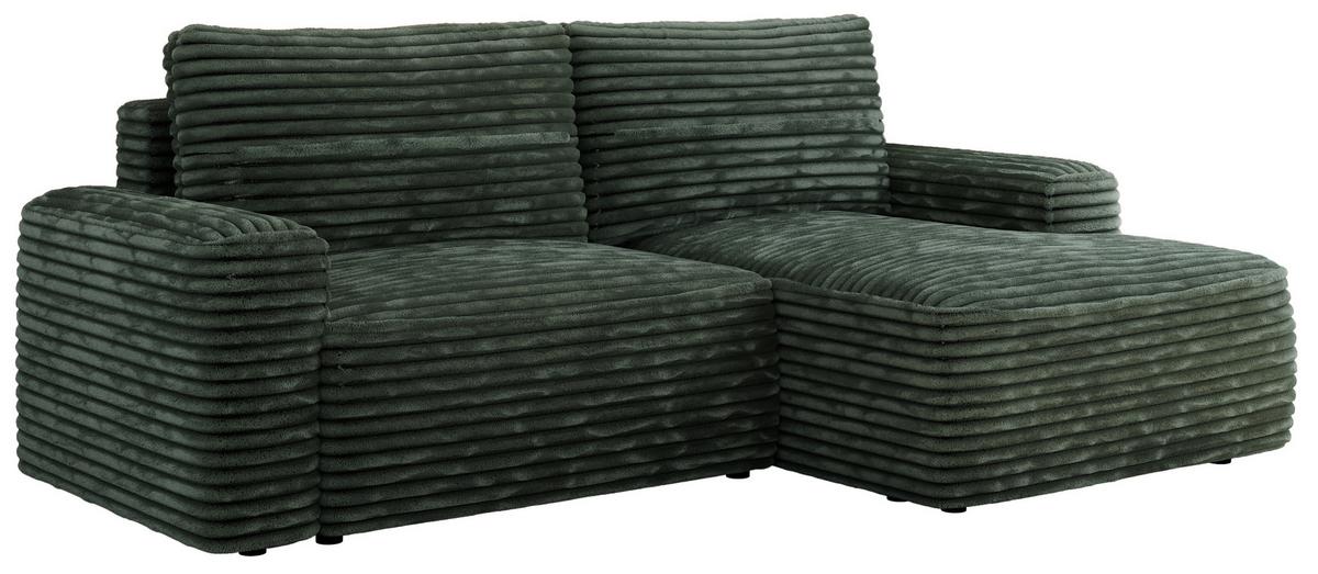 ECKSOFA BELLUNO L Grün Cord - Rechts - Schwarz/Grün, Textil (233/144cm) - MKS