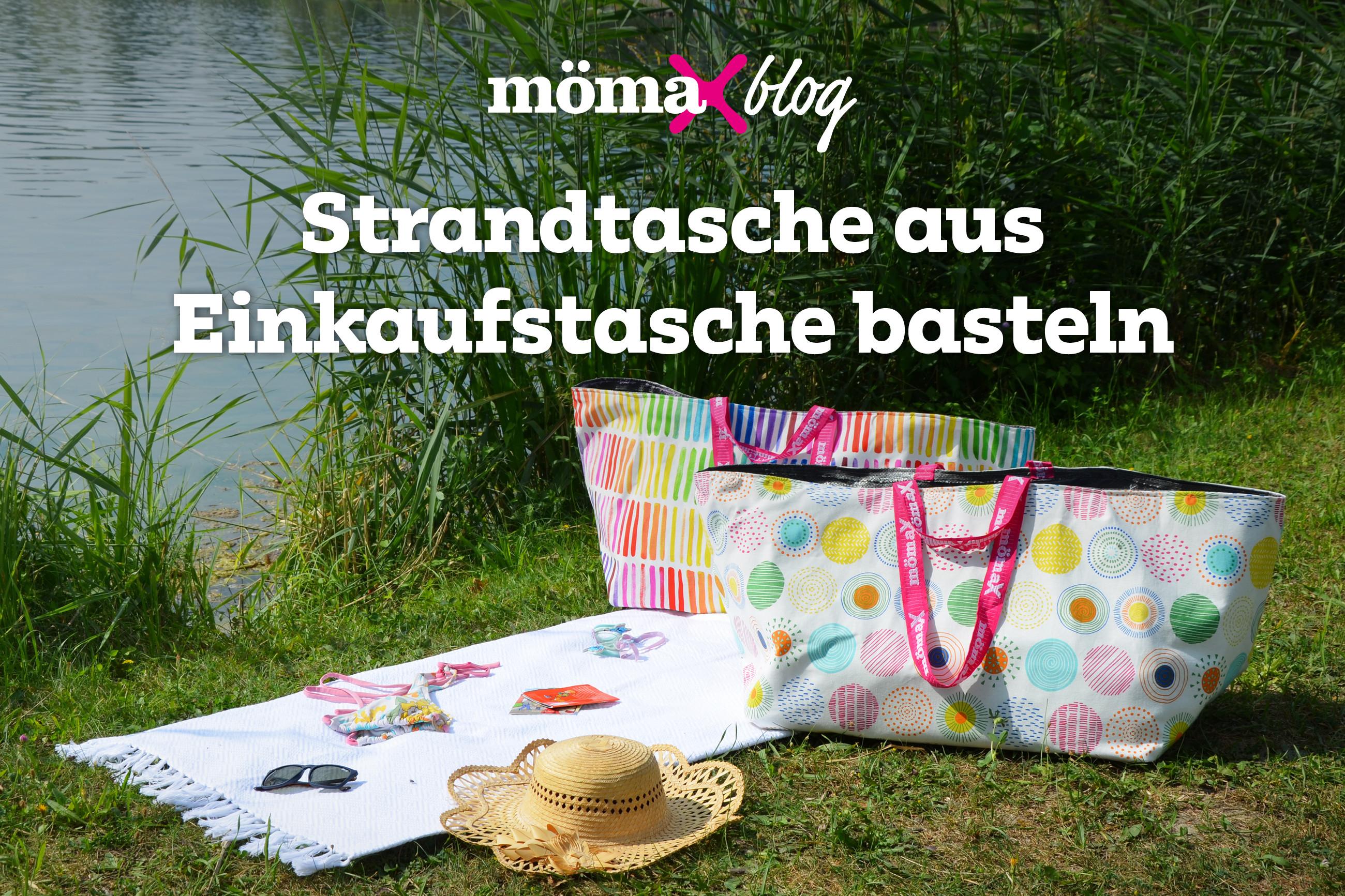 Strandtasche aus Einkaufstasche selber basteln