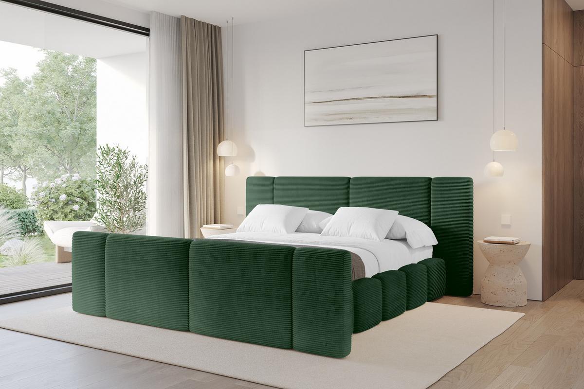 POLSTERBETT mit Bettkasten, Fußteil und Lattenrost, Boxbett ohne Matratze - NILO-Z 140x200 Grün - Grün, Holzwerkstoff/Textil (140/200cm) - ALTDECOR