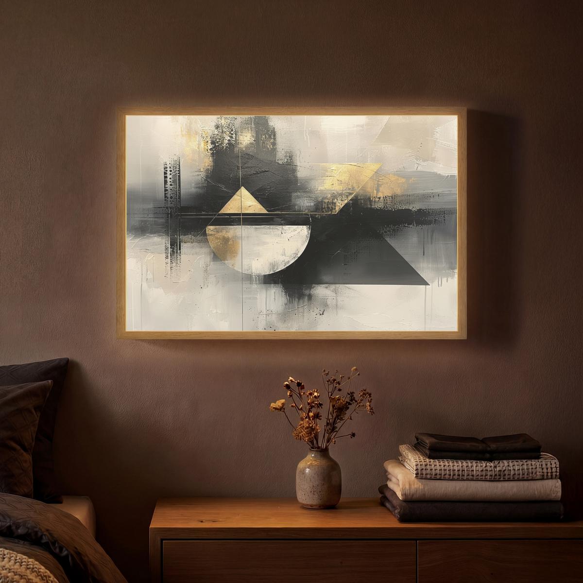 WANDLEUCHTE MIT AKKU Abstrakt - Schwarz - Farbe - Modern 60x40 cm - Grau, Holzwerkstoff (60/40/8cm) - OnlyWow
