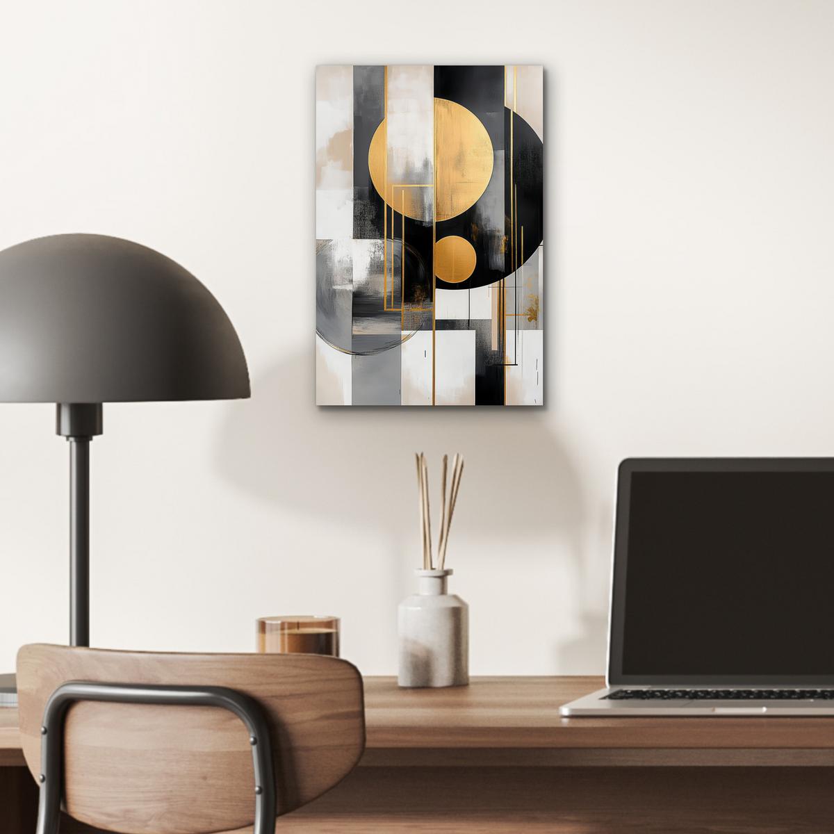 METALLBILD Abstrakt - Gold - Silber - Formen - Ästhetisch - Modern 20x30 cm - Goldfarben, Metall (20/30cm) - MuchoWow