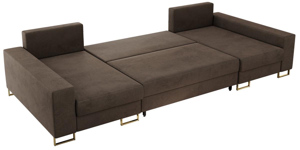 WOHNLANDSCHAFT DORIAN U Velvet Braun - Goldfarben/Braun, Textil/Metall (312/85/138cm) - MKS