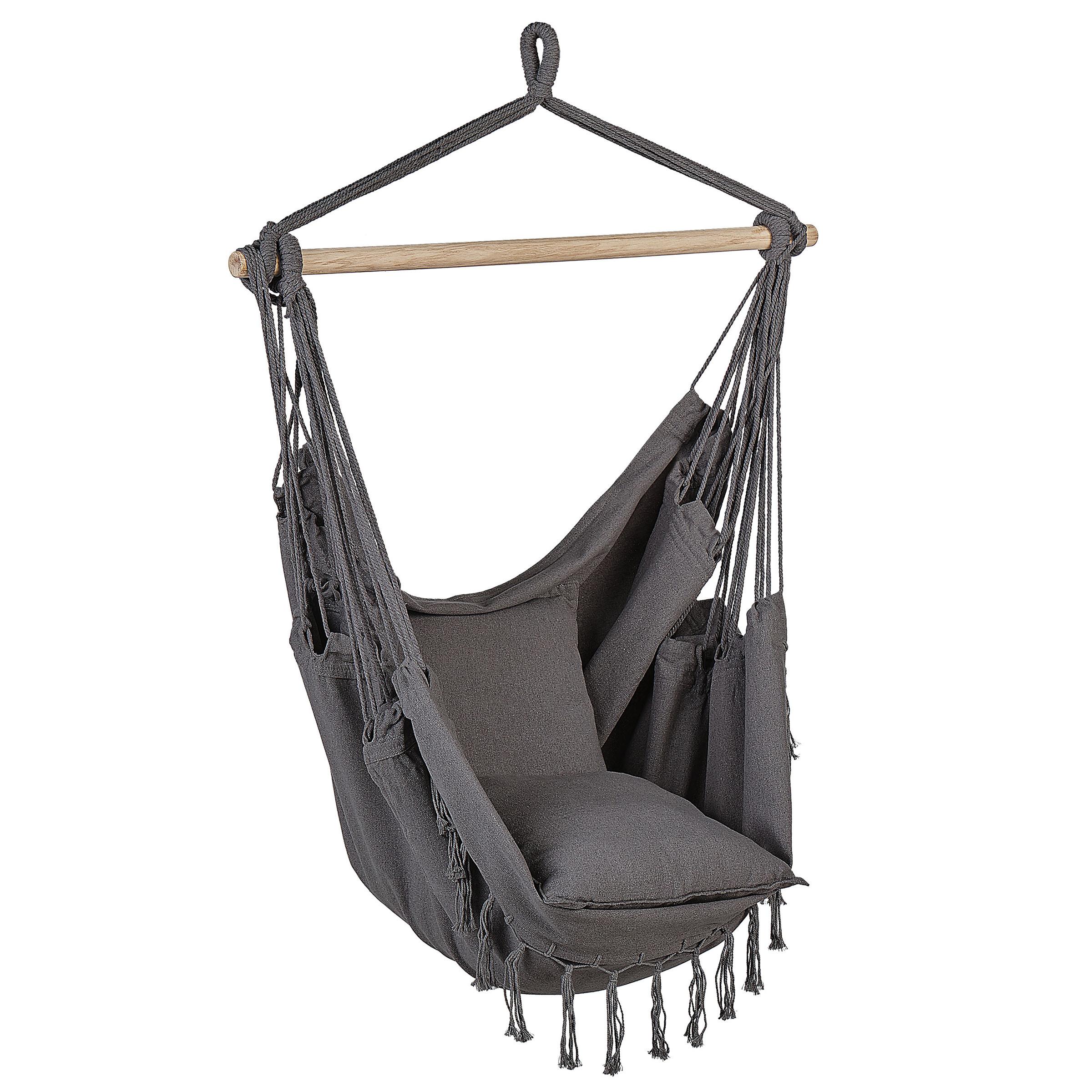 HÄNGESSESSEL Makramee Baumwolle grau Bonea - Grau, Textil (95/125/55cm) - Beliani