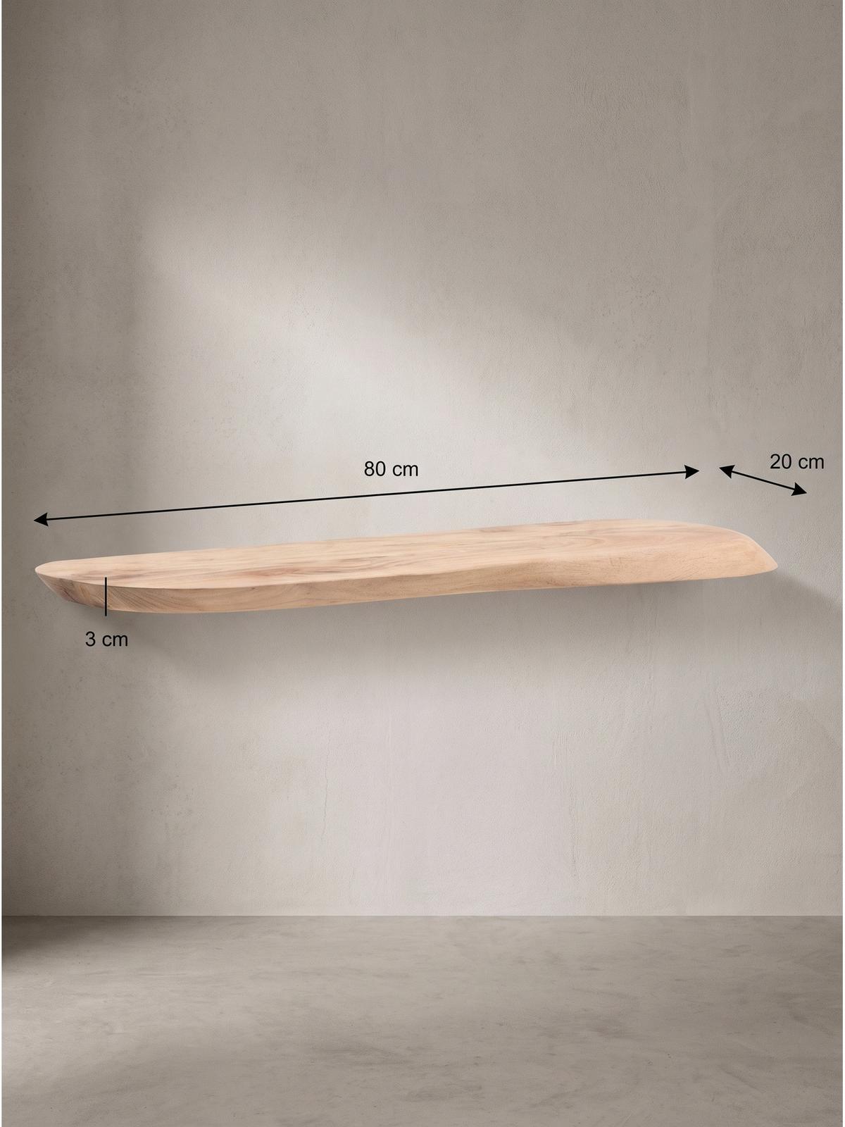 WANDREGAL ARANDA, Akazie Massivholz, handgefertigt, 80 x 20 x 3 cm - Akaziefarben, Holz (80/3/20cm) - KADIMA DESIGN