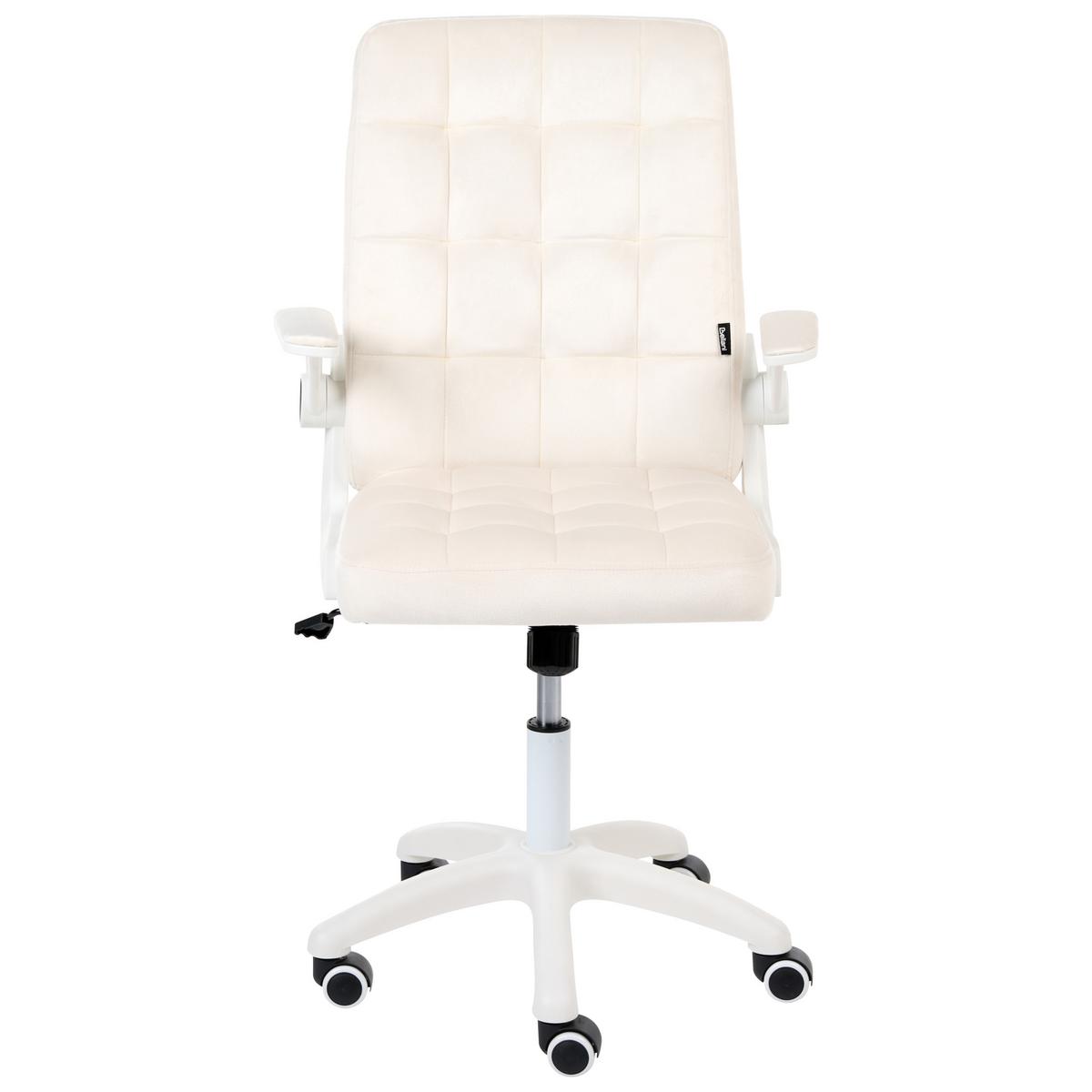 BÜROSTUHL Samtstoff Cremeweiß Dandy - Weiß, Textil (58/95/58cm) - Beliani