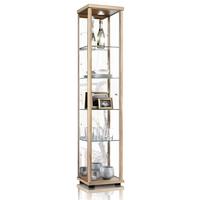 GLASVITRINE 33/37/176 cm mit Spiegel, LED & 4 höhenverstellbaren Glasböden - Transparent/Silberfarben, Glas/Holzwerkstoff (37/176/33cm) - K-Möbel