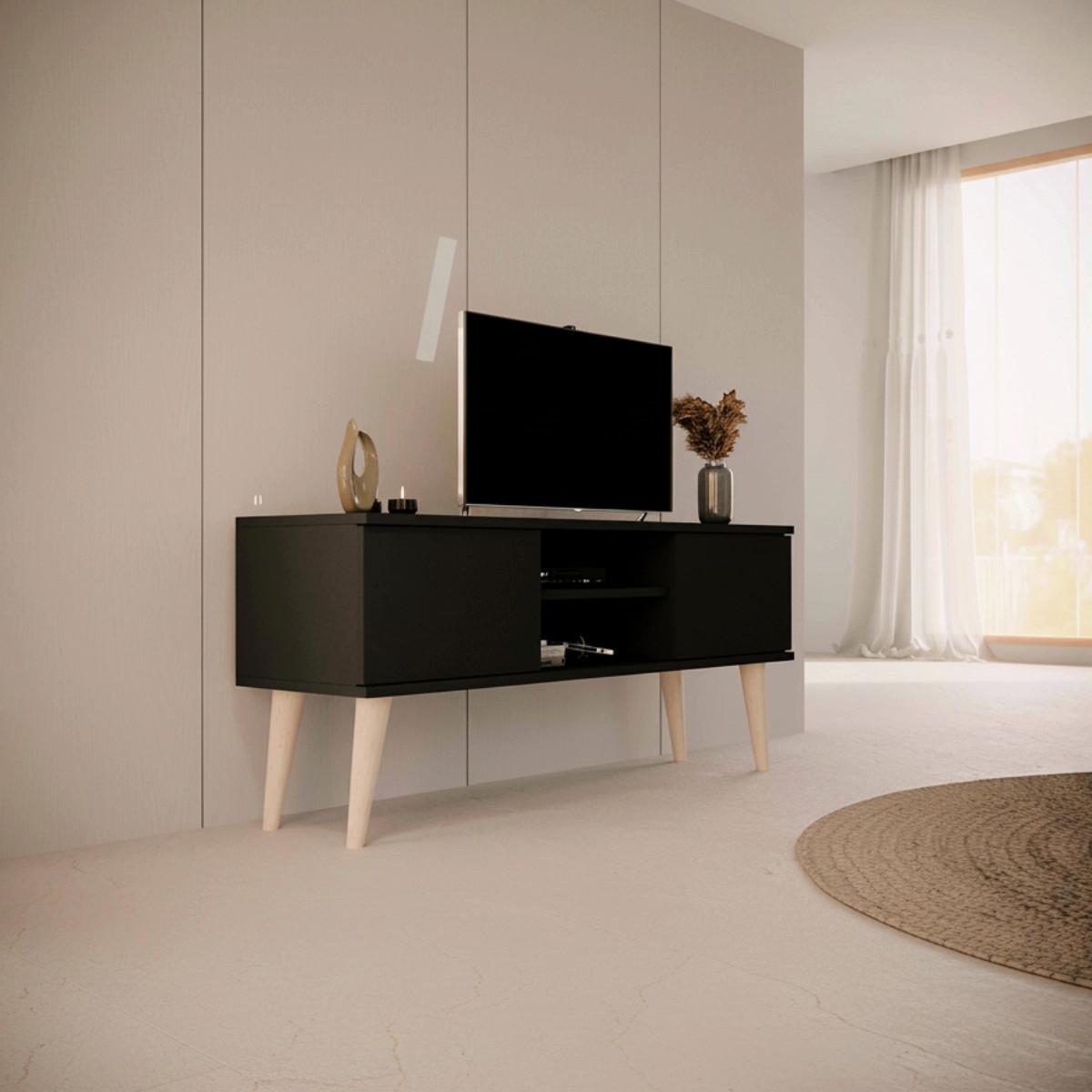 TV-MÖBEL Toronto Schwarz - Schwarz, Holzwerkstoff (120/35/55cm) - Petits-meubles