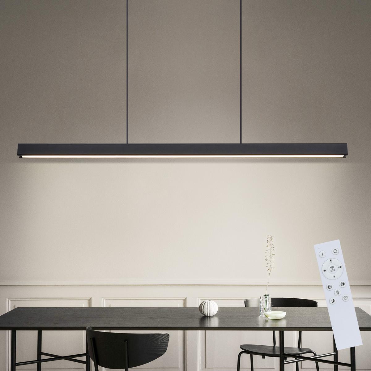 LED PENDELLEUCHTE Haleq 148.5/4.6/4.6 cm - Schwarz, Metall (148/5/4.6cm) - ZMH