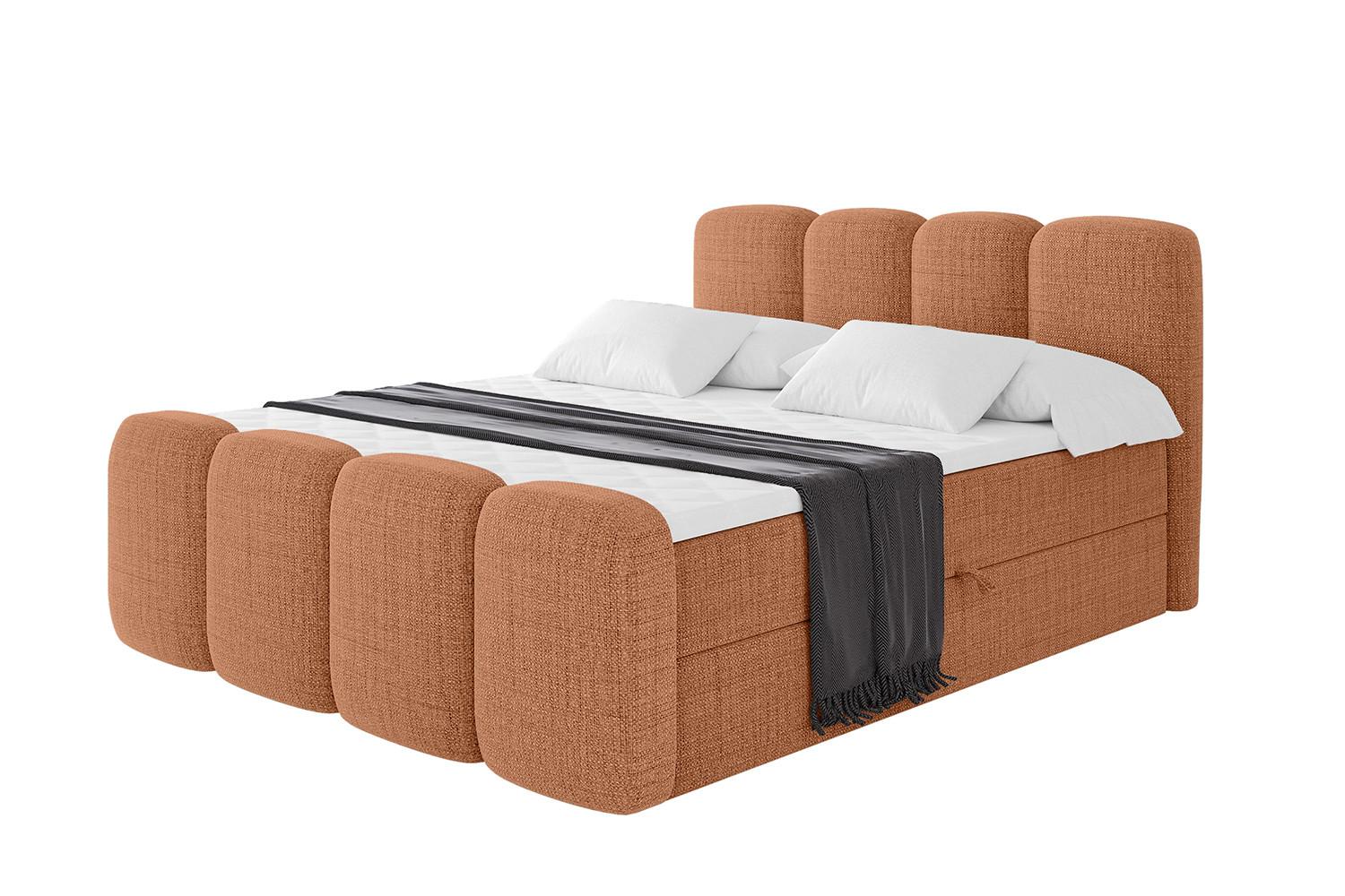 BOXBETT mit Matratze H4 und Lattenrost - NINA-Z - 180x200 cm - Apricot - Orange, Holzwerkstoff (180/200cm)