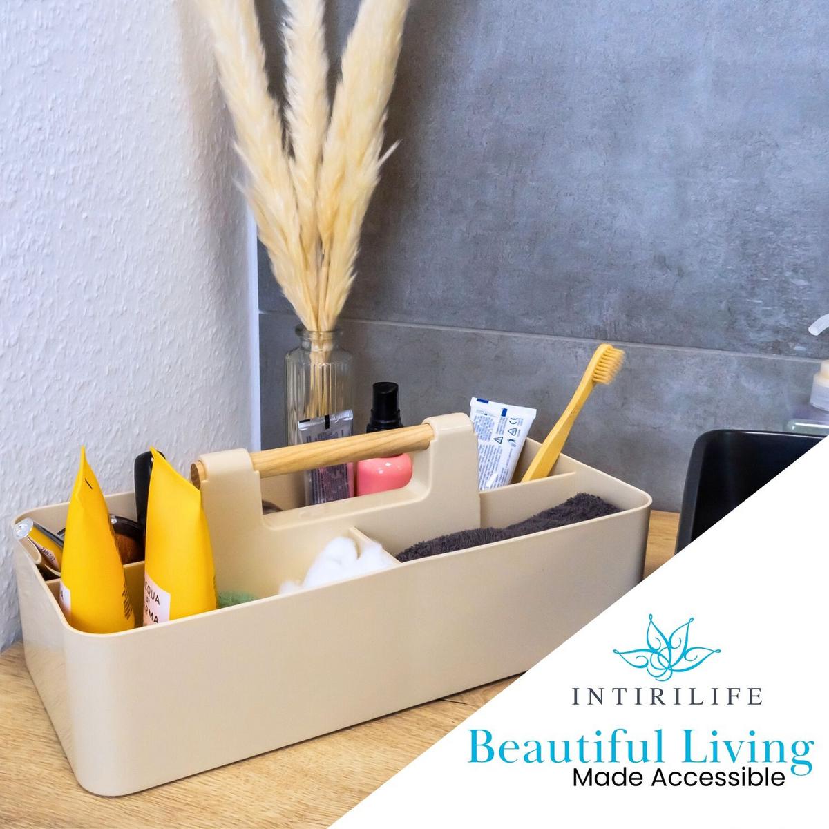 MAKE UP ORGANIZER 32/15.5/8 cm (Beige) - Grün, Kunststoff (15.5/8/32cm) - Intirilife