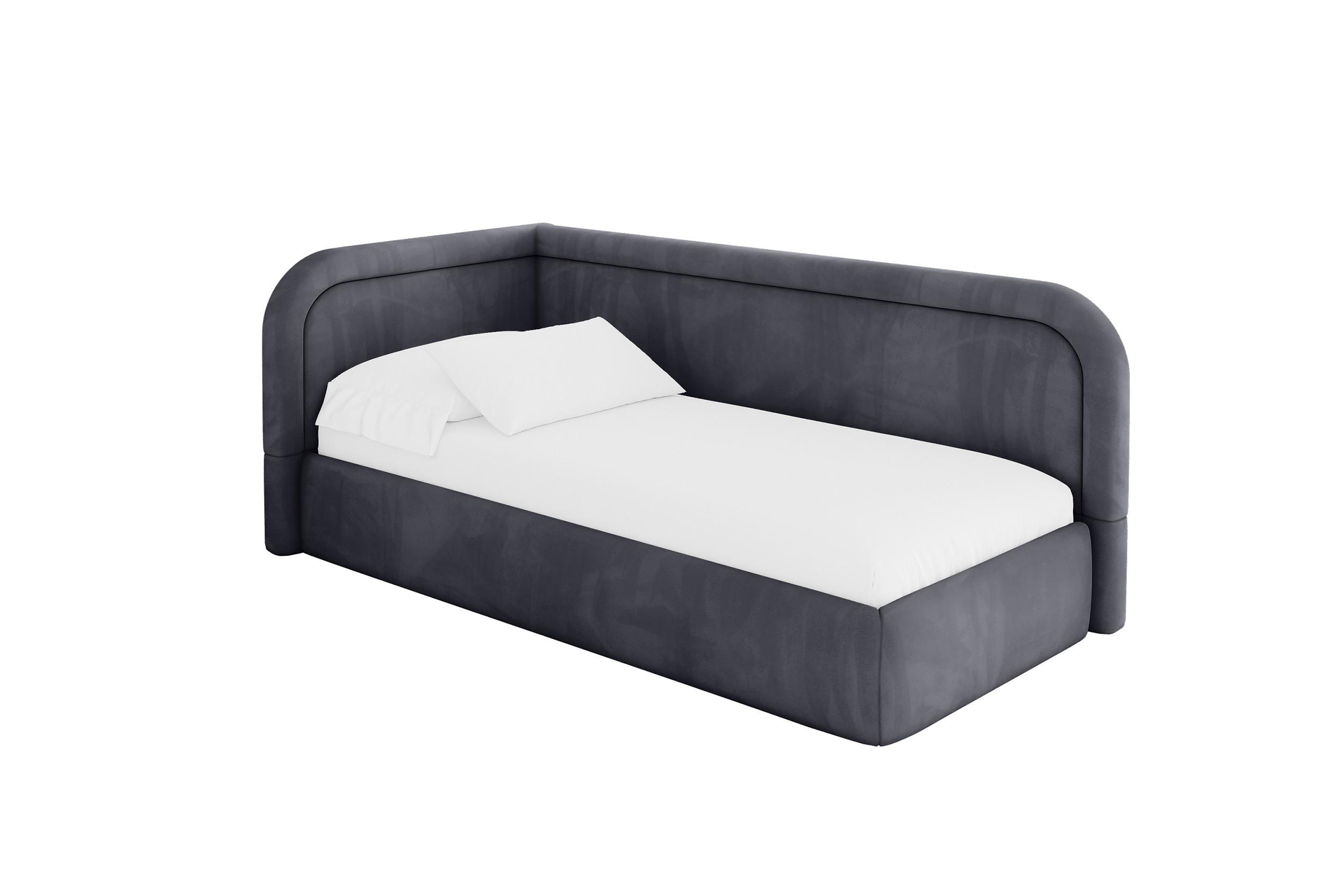 EINZELLBETT Jugendbett mit Bettkasten, Rechts - JOVY 90x200 Dunkelgrau - Titanfarben, Holzwerkstoff/Textil (90/200cm) - ALTDECOR