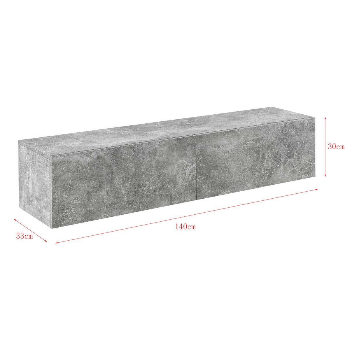 HÄNGELOWBOARD Evaton - Grau, Holzwerkstoff (140/30/33cm) - [en.casa]