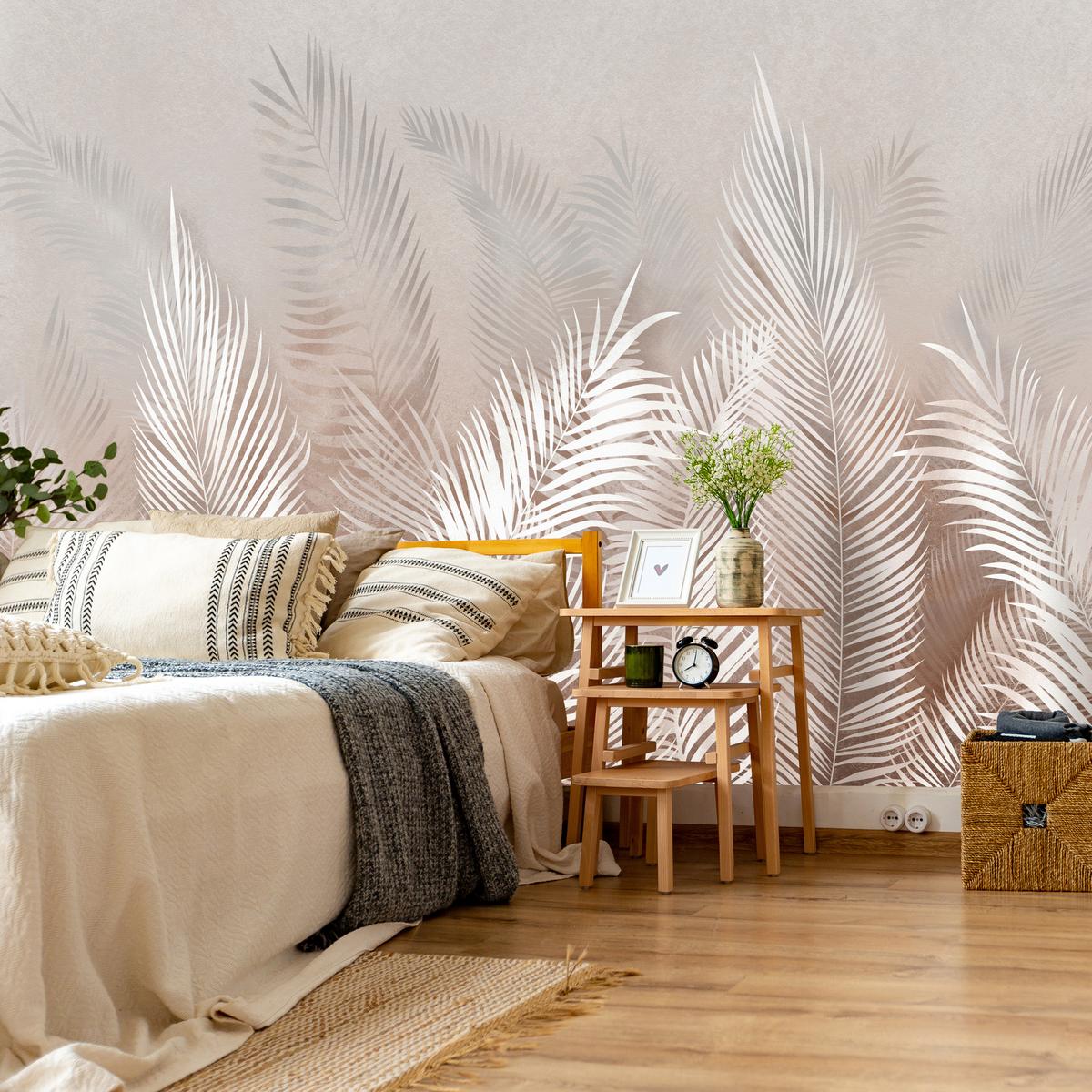 FOTOTAPETE Palmenblätter tropische Pflanzen 400x280cm - Beige/Braun, Papier (400/280cm) - Muralo