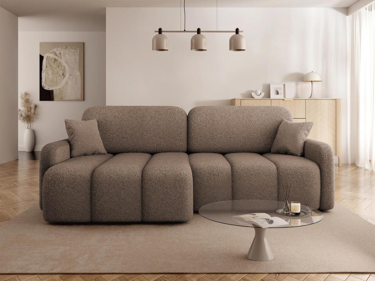 ECKSOFA Carlos Boucle - Schwarz/Braun, Holz/Kunststoff (236/160cm) - MIRJAN24