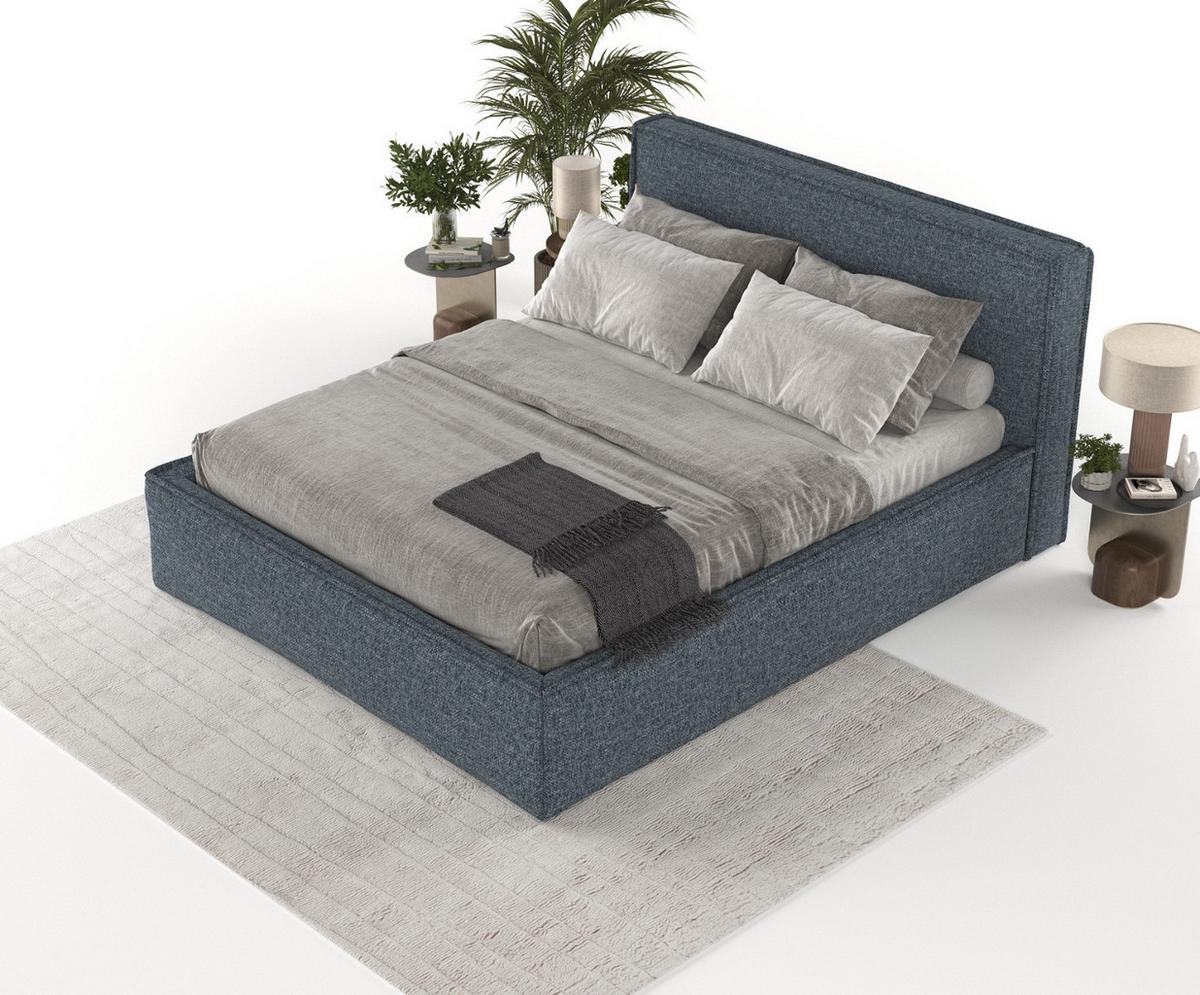 POLSTERBETT Sato mit Stauraum 200/200 cm Marineblau im Modesto Stoff - Schwarz/Naturfarben, Holz/Holzwerkstoff (200/200cm) - AltaBeds