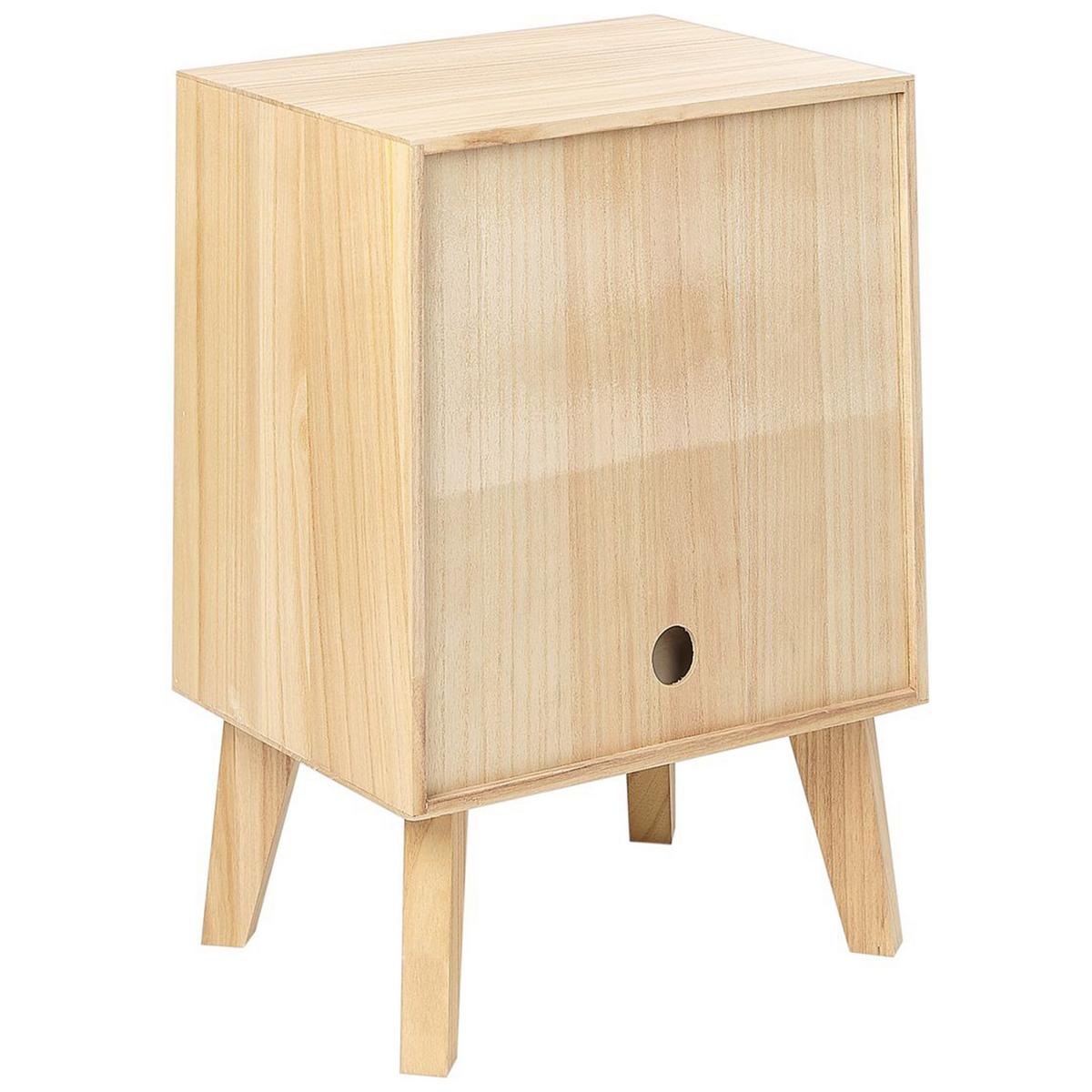 NACHTTISCH Rattan heller Holzfarbton 1 Schublade 40/30 cm Seney - Hellbraun, Holz (40/55/30cm) - Beliani