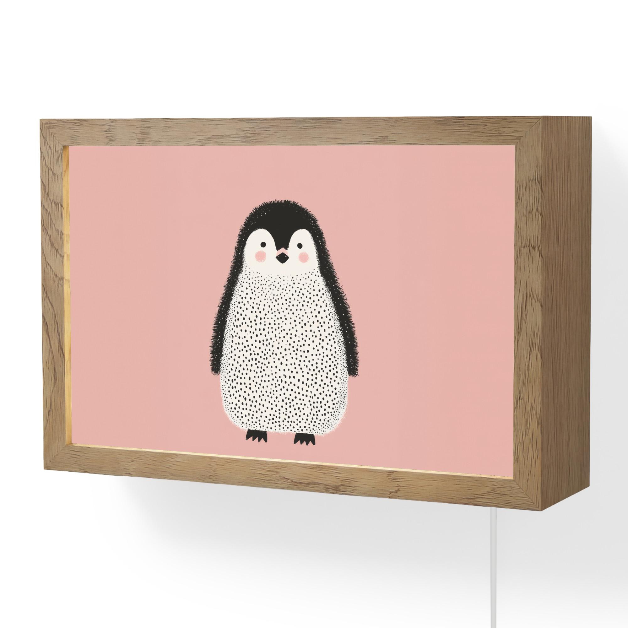 WANDLEUCHTE Pinguin - Punkte - Minimalistisch - Rosa 30x20 cm - Rosa, Holzwerkstoff (30/20/8cm) - OnlyWow