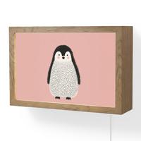WANDLEUCHTE Pinguin - Punkte - Minimalistisch - Rosa 30x20 cm - Rosa, Holzwerkstoff (30/20/8cm) - OnlyWow
