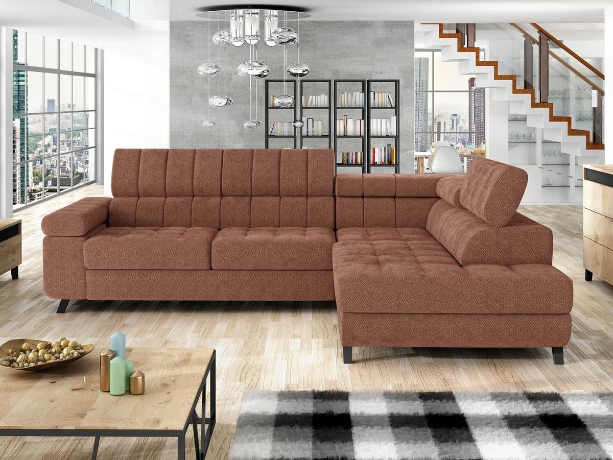 ECKSOFA Nord, Seite: Rechts - Terracotta/Schwarz, Holz/Textil (264/203cm) - MIRJAN24
