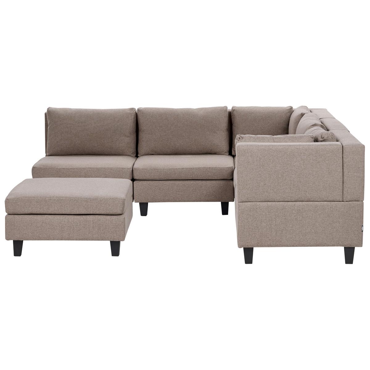 ECKFSOFA Modul 5-Sitzer linksseitig Braun Stoff mit Ottomane Unstad - Schwarz/Braun, Textil (228/228cm) - Beliani