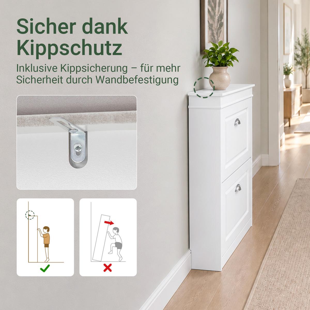 SCHUHSCHRANK Weiß - Weiß, Holzwerkstoff (53/82/24cm) - SoBuy