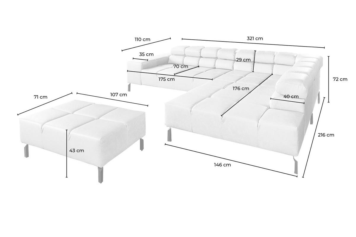 ECKSOFA NELSON Rot Leder - Rot/Schwarz, Leder/Metall (321/216cm) - KAWOLA