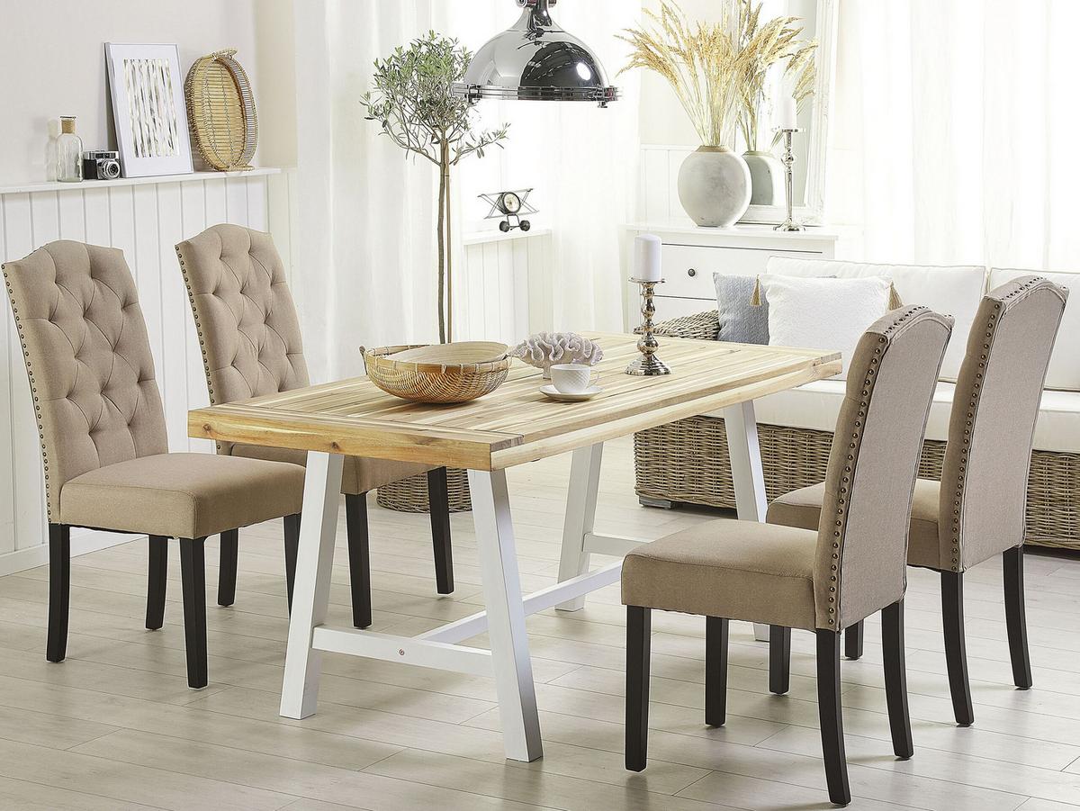 ESSZIMMERSTUHL 2er-Set Polsterbezug Beige Shirley - Beige, Holz/Textil (46/103/60cm) - Beliani