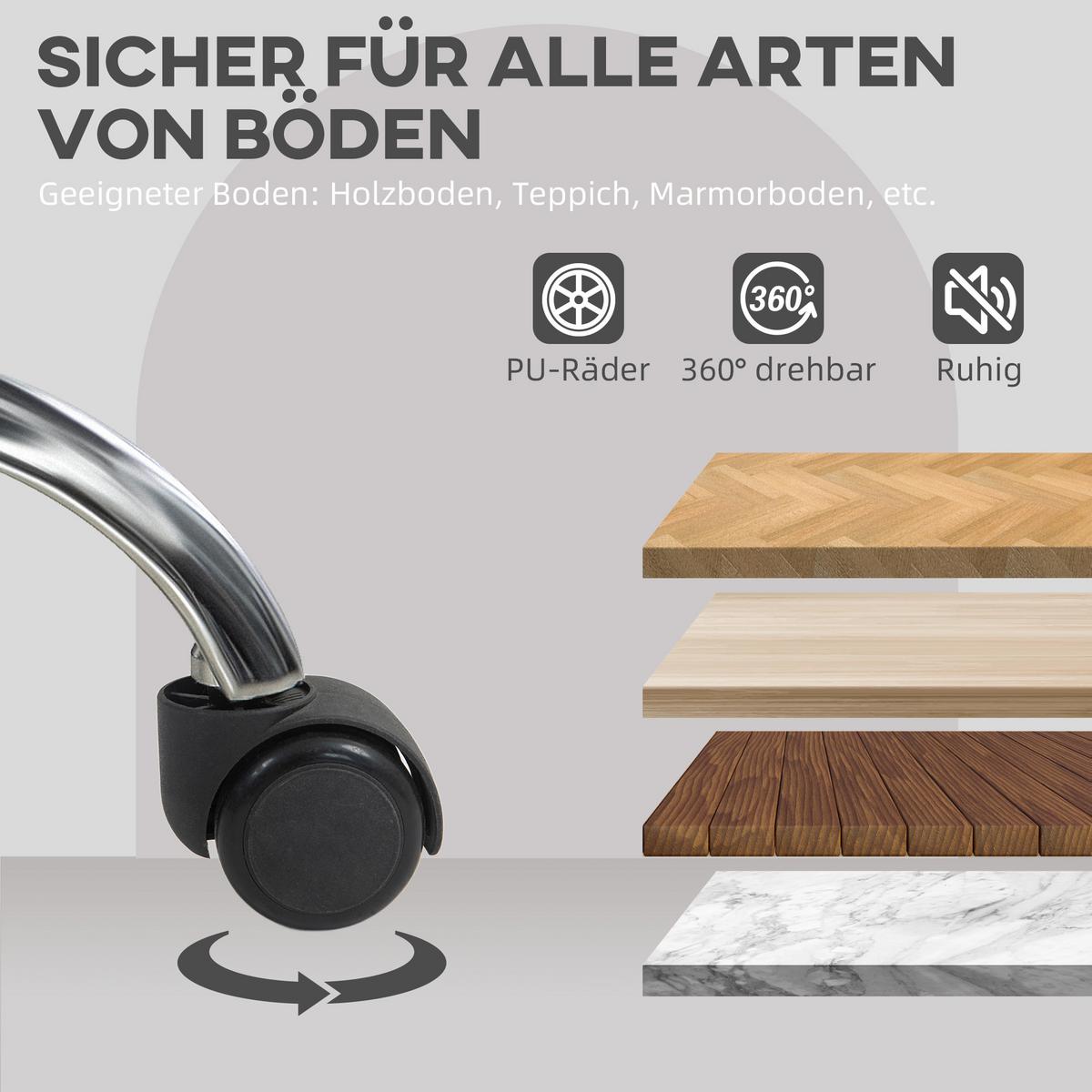 BÜROSTUHL Polyester Kunstleder Grau - Grau, Kunststoff (61/86/56cm) - HOMCOM
