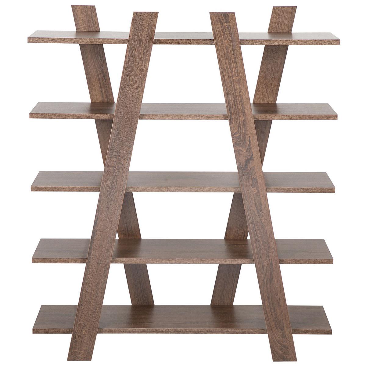 BÜCHERREGAL 5 Fächer Escalante - Dunkelbraun, Holzwerkstoff (100/116/33cm) - Beliani
