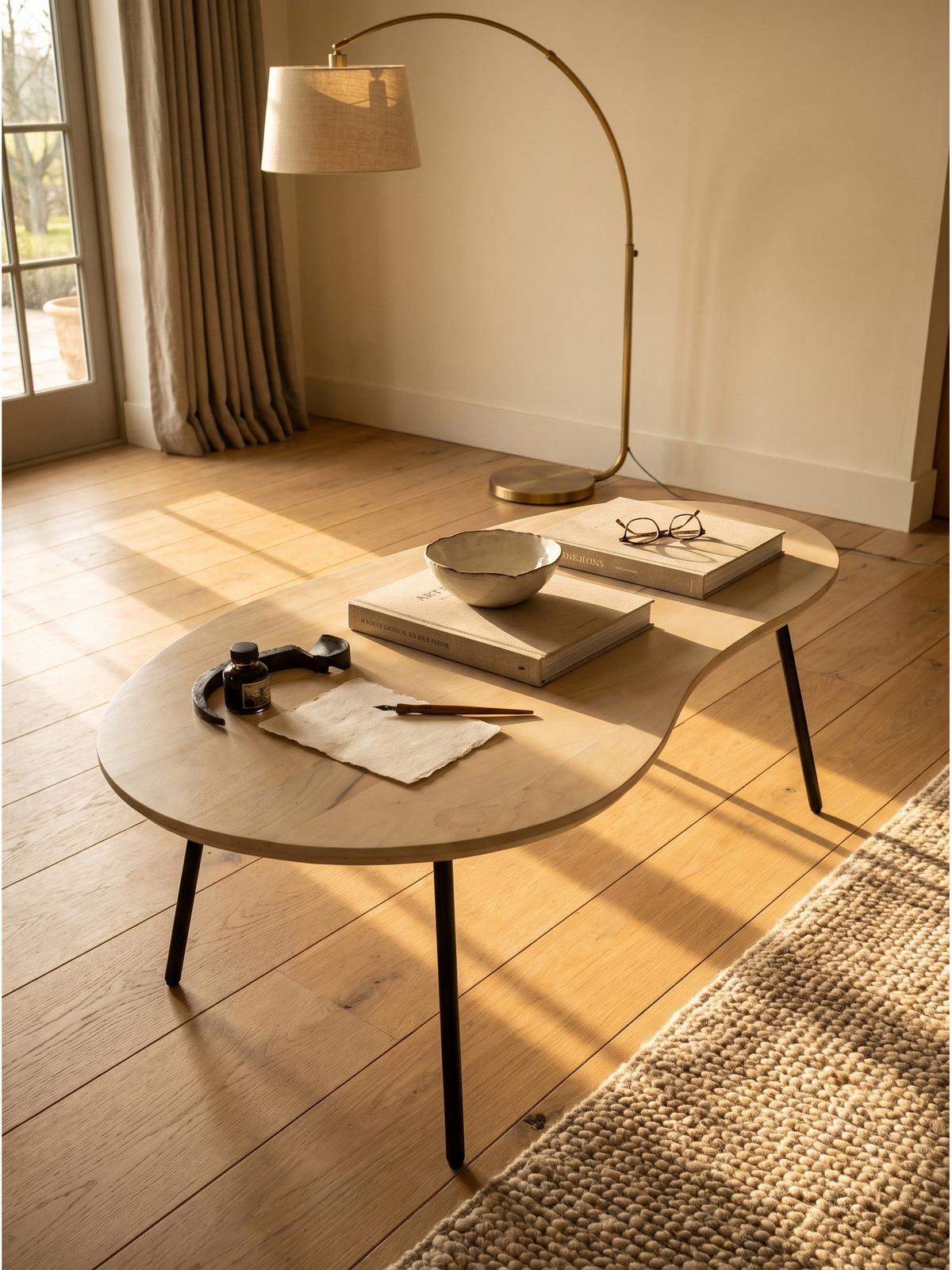 SOFATISCH CALABRIA, Mango Massivholz, in Nierenform, Weiß-Mango, 122 x 63 x 36 cm - Schwarz/Weiß, Holz/Metall (63/122/36cm) - KADIMA DESIGN