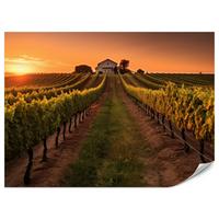 FOTOTAPETE für Esszimmer Weinberg Sonnenuntergang Obstgarten 450x315 - Gelb/Beige, Papier (450/315cm) - Muralo