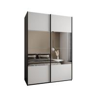 SCHWEBETÜRENSCHRANK 245,5/170/64 2-türig - Schwarz/Weiß, Holz/Metall (170/245/64cm) - Abiks Möbel