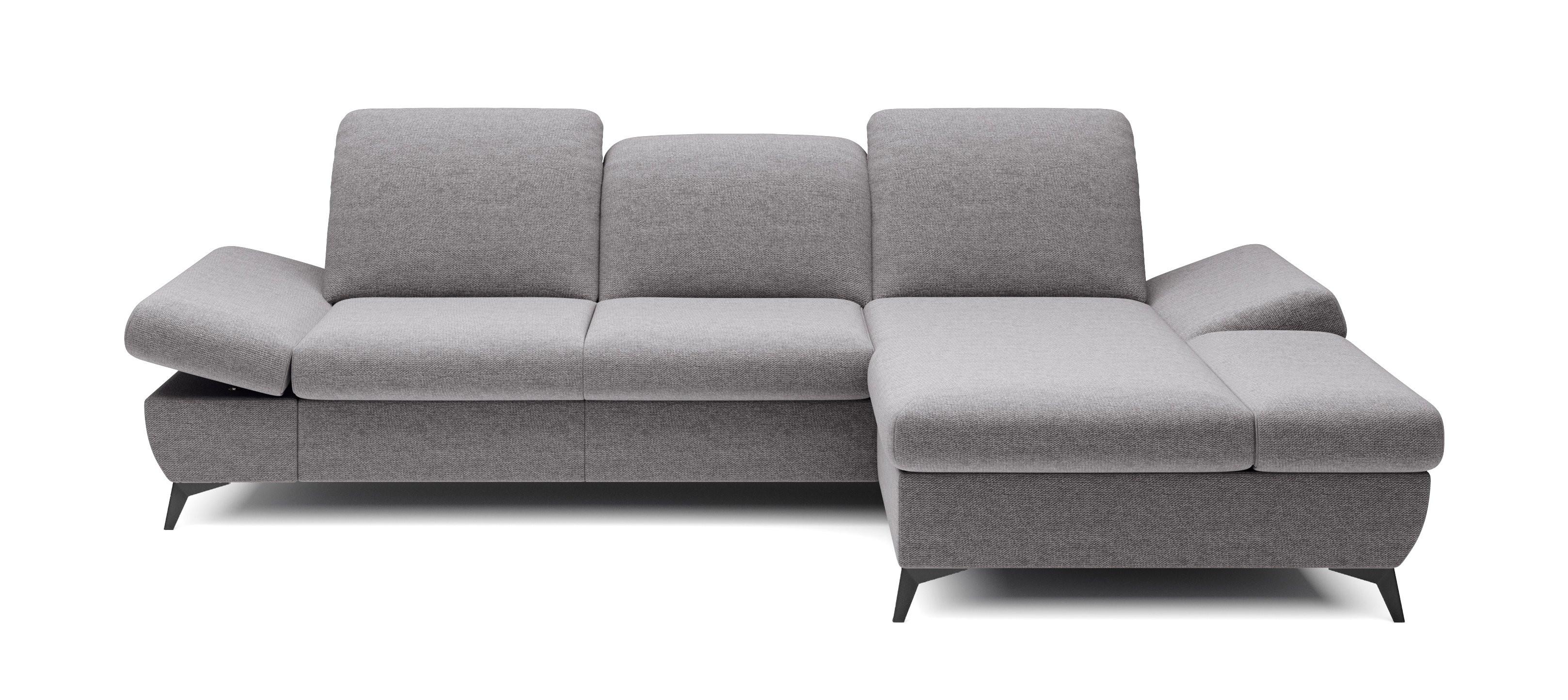 ECKSOFA FELICE R-S Hellgrau Geflochtener Stoff mit Schlaffunktion - Hellgrau, Holz (284/166cm) - MASSENO